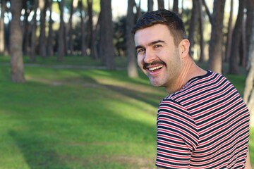 Attractive young man with retro mustache