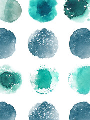Abstract watercolor circles and stains background isolated on white. Abstract watercolor wall art in minimalistic style