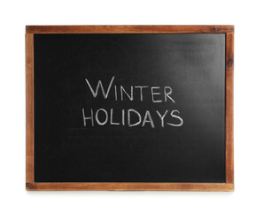 Blackboard with text Winter Holidays isolated on white