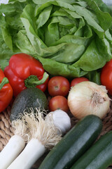 assortement group of raw vegetables as vegan food for detox