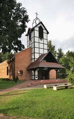 Fototapeta na wymiar Roman catholic church of St. Mark Evangelist in Katy Rybackie village. Poland