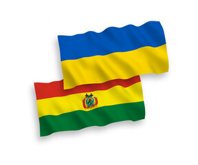 Flags of Bolivia and Ukraine on a white background