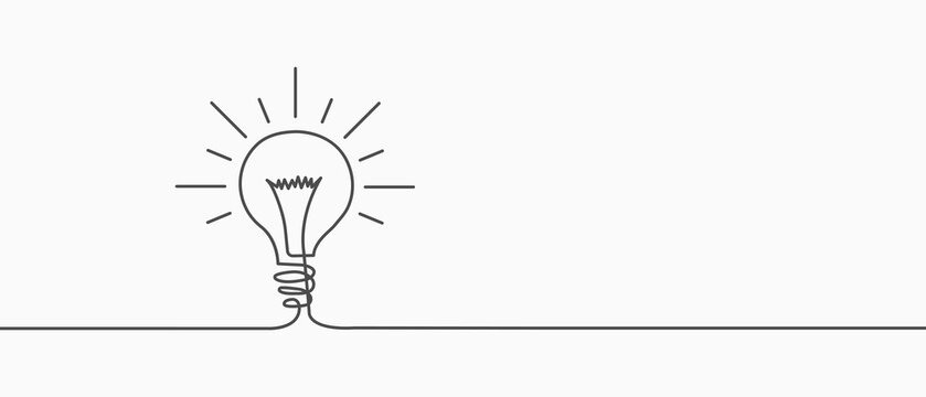 Electric lamp. Hand-drawn. A light bulb. Light bulb included or idea line art icon for apps and websites. Vector illustration