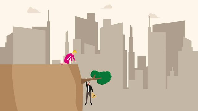 Selfish businessman ignoring help from his partner