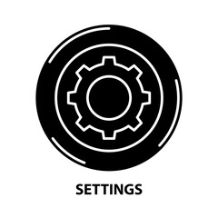 settings icon, black vector sign with editable strokes, concept illustration