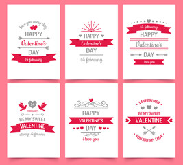 Valentine day vintage greeting card for holiday celebration. Text with love hearts for couple, romantic wishes