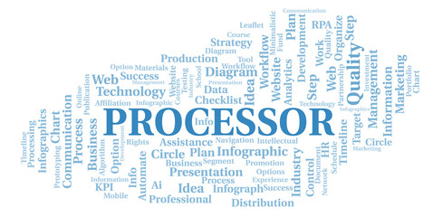 Obraz premium Processor typography word cloud create with the text only.