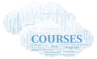 Obraz premium Courses typography word cloud create with the text only.