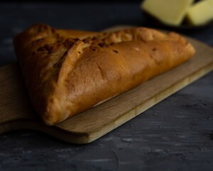 Georgian pastries on a black background.