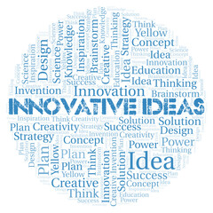 Obraz premium Innovative Ideas typography word cloud create with the text only.