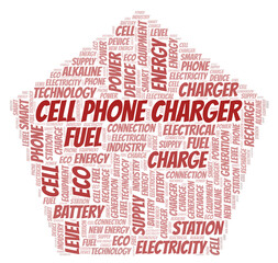 Cell Phone Charger typography word cloud create with the text only.