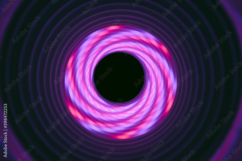 Aufkleber Beautiful abstract swirl tunnel with purple neon light on a background pttern textured for deisgn.