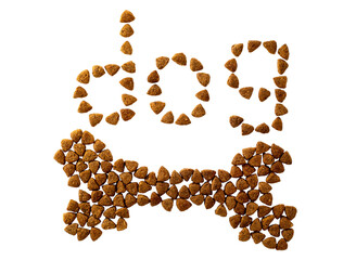 Dog food. Pet food in the form of a bone on a white background. Isolate of dog food.