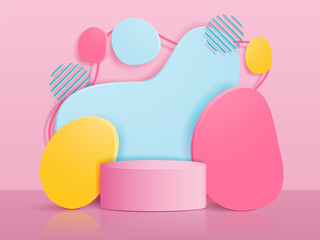 Round podium on an abstract background. Space for your product presentation. Vector illustration.