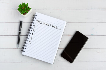 This year i will text on note pad New Year concept
