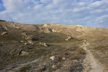 The Crimean Mountains near Feodosia and Ordzhonikidze, the Black Sea, Eastern Crimea.