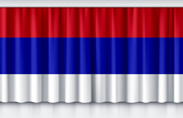 Flag of Republika Srpska on silk curtain, stage performance event ceremony show,3d illustration