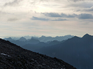 Mountain panorama at Berlin high path, Zillertal Alps in Tyrol, Austria