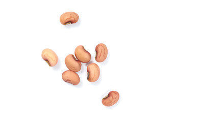 Top view of Dry brown beans on a white background