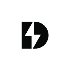 Power flash with Letter D logo design template 
