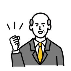 男性　シニア　スーツ　ベクター　ポップ　ガッツポーズ
