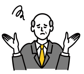 男性　シニア　スーツ　ベクター　ポップ　困っている
