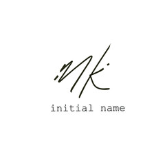 MK initial handwriting monogram name