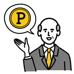 男性　シニア　スーツ　ベクター　ポップ　ポイント
