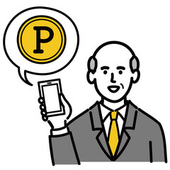 男性　シニア　スーツ　ベクター　ポップ　スマホ　ポイント
