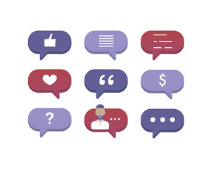 Speech Bubble. Conversation and dialogue banner. Vector illustration with Web  idea for telework, remote working, social media, blogging, business