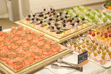Assorted canapes on a festive table