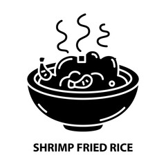 shrimp fried rice icon, black vector sign with editable strokes, concept illustration
