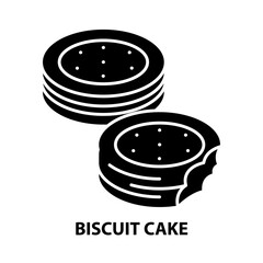 biscuit cake icon, black vector sign with editable strokes, concept illustration