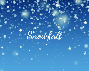 Naklejka na ściany i meble Snowfall for Christmas and New Year 2021. Realistic illustration, magic snowflakes are depicted on a blue background. Vector illustration.
