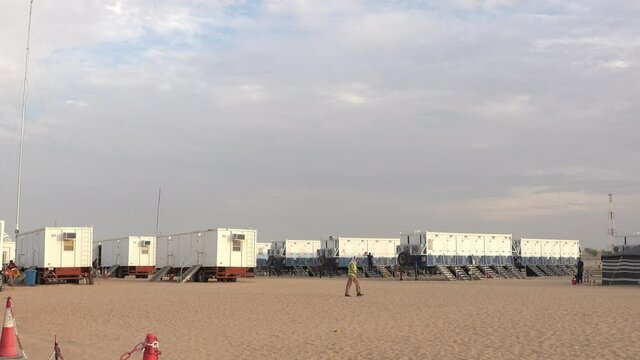 Mobile container office and sleeper cabin in desert