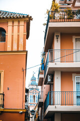 Antique building view in Old Town Seville, Spain