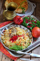 Uzbek lamb pilaf with pomegranate and tandyr flatbread