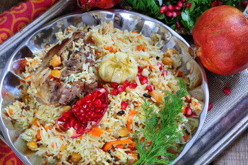 Uzbek lamb pilaf with pomegranate and tandyr flatbread