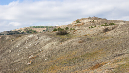 The Crimean Mountains near Feodosia and Ordzhonikidze, the Black Sea, Eastern Crimea.