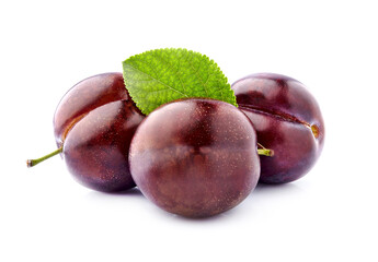 Plums  isolated on white background.