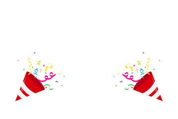 Fototapeta premium Exploding Party Popper With Colorful Confetti Isolated On White Background. Happy Birthday And New Year. Vector 