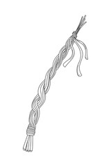 Hand drawn Easter decoration - Pomlazka - Czech traditional Easter wicker willow whip decorated with ribbons. Vector stock illustration isolated on white background.