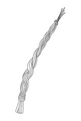 Hand drawn Easter decoration - Pomlazka - Czech traditional Easter wicker willow whip. Vector stock illustration isolated on white background.