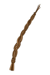 Hand drawn Easter decoration - Pomlazka - Czech traditional Easter wicker willow whip. Vector stock illustration isolated on white background.