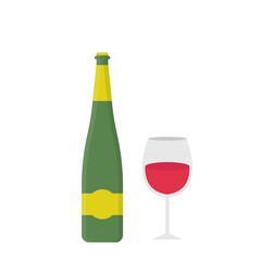 glass and bottle of champagne. Holiday beverage