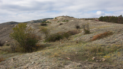 The Crimean Mountains near Feodosia and Ordzhonikidze, the Black Sea, Eastern Crimea.