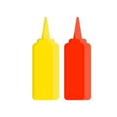 Ketchup and mustard flat icon isolated on white background