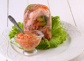 Jelly and seasonings on the kitchen table