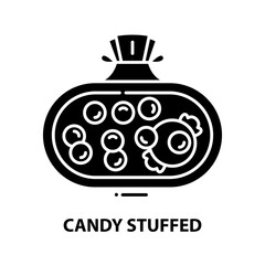 candy stuffed icon, black vector sign with editable strokes, concept illustration