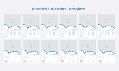 Wall calendar template with creative modern layout